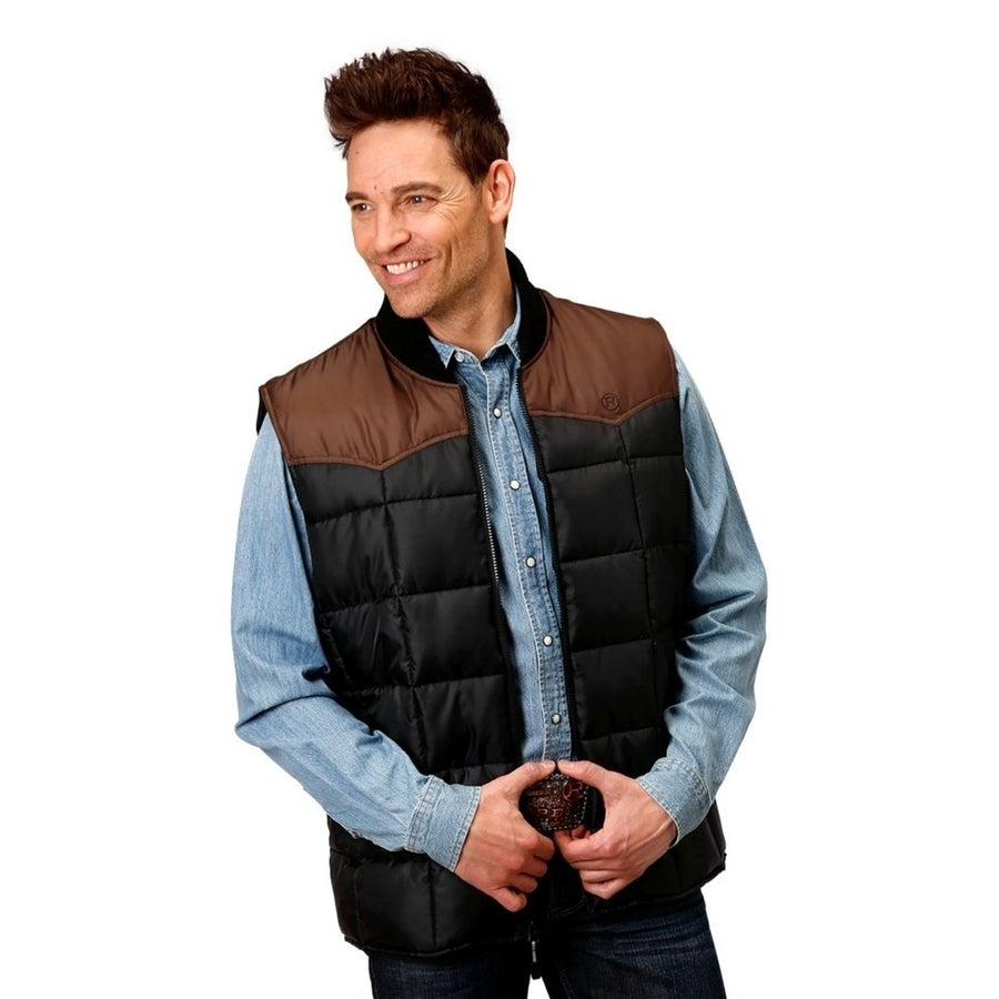 Roper Western Vest Mens Quilted Winter Black 03-097-0763-0531 BL Image 1