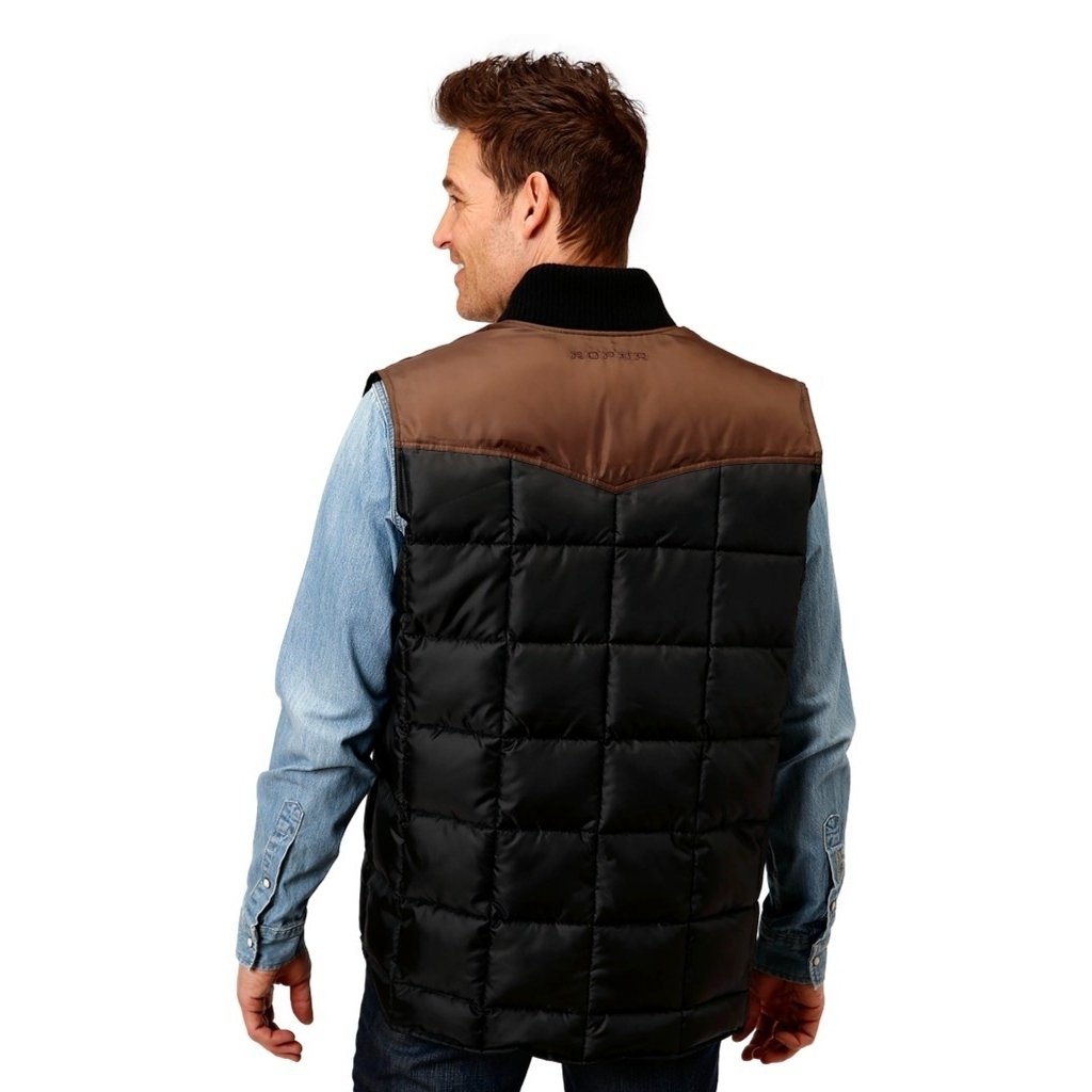 Roper Western Vest Mens Quilted Winter Black 03-097-0763-0531 BL Image 2