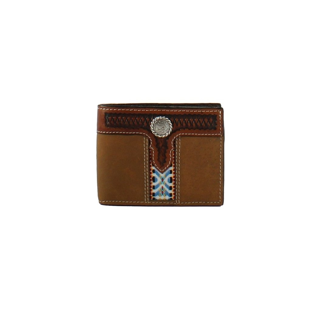 3D Western Wallet Mens Bifold Aztec Ribbon Concho Brown D250007002 Image 1