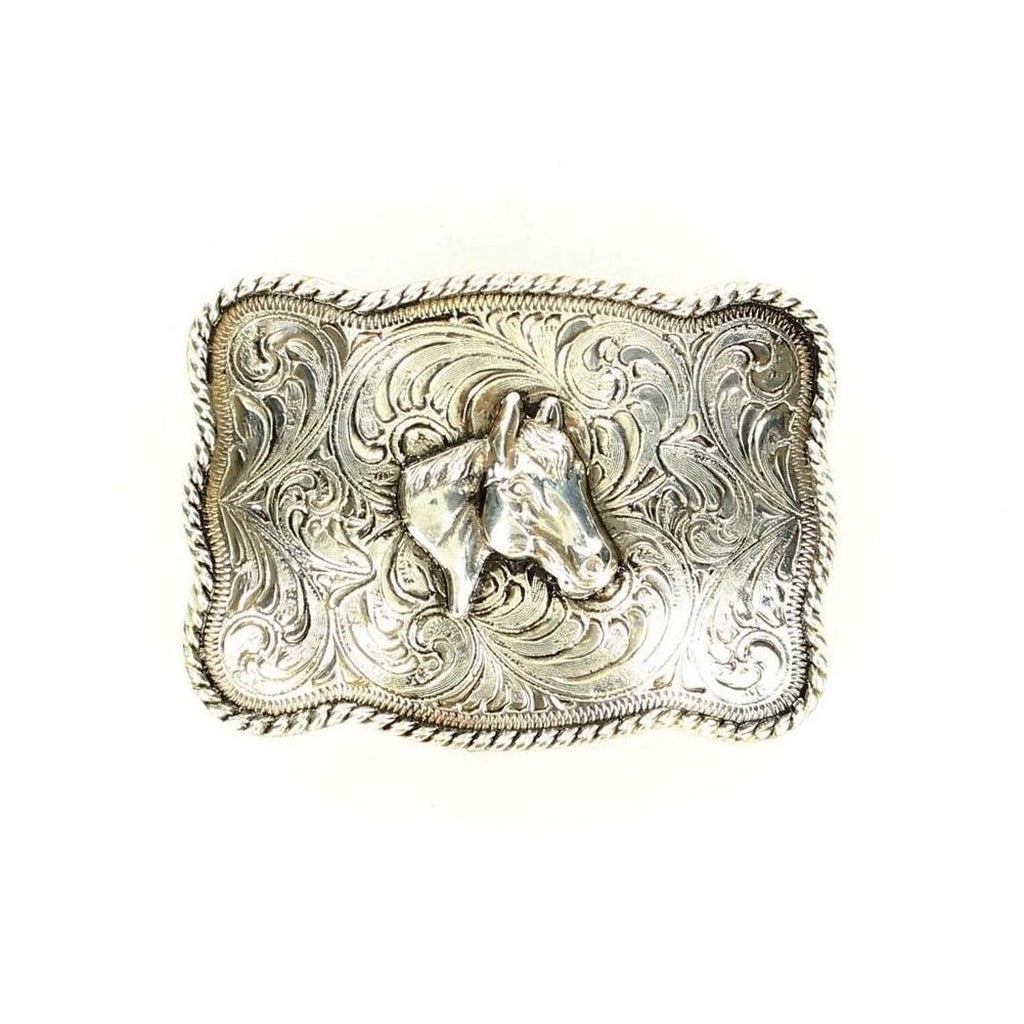 Crumrine Western Belt Buckle Horse Head Antique Silver C1037907 Image 1