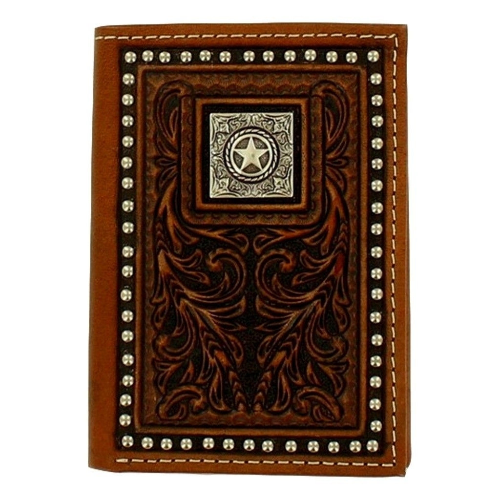 Nocona Western Wallet Mens Scrolling Trifold ID Window Brown N5410502 Image 1