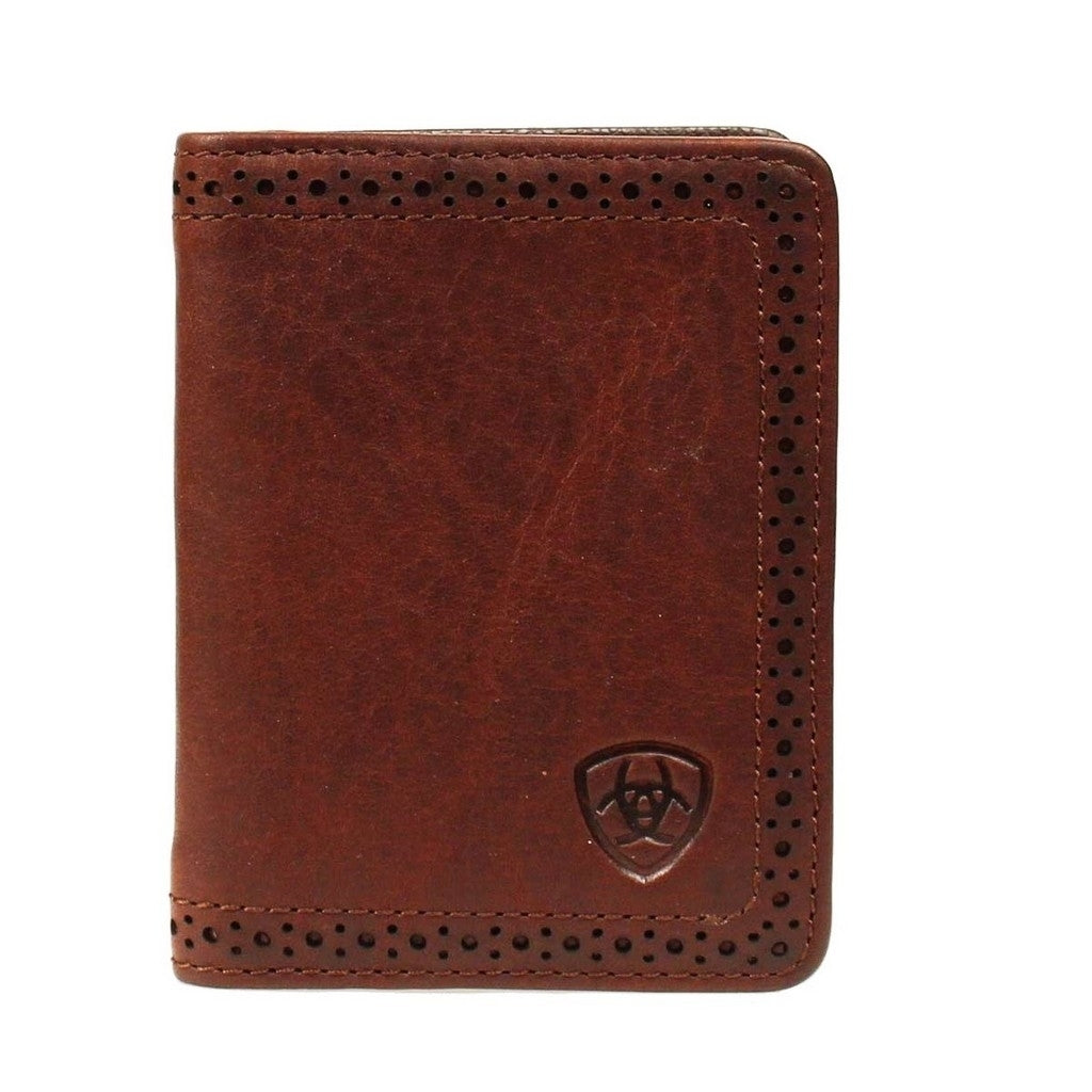 Ariat Western Wallet Mens Leather Bifold Perforated Copper A35128283 Image 1