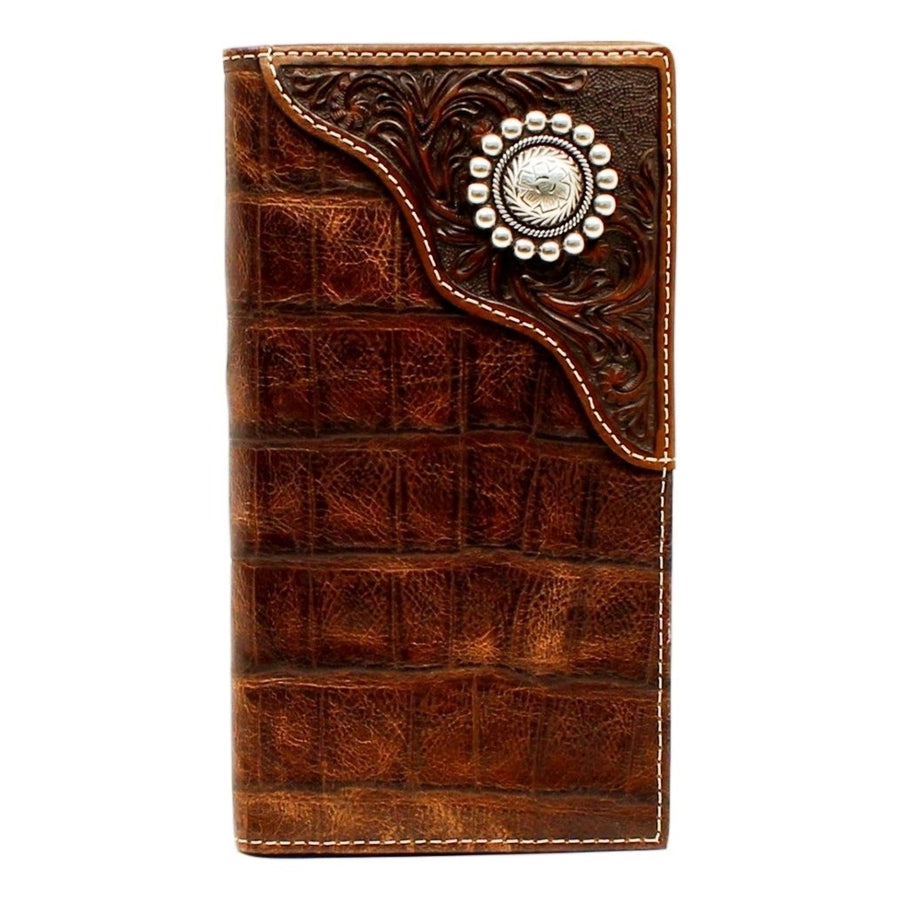 Ariat Western Wallet Mens Leather Rodeo Concho Floral Brown A3529402 Image 1