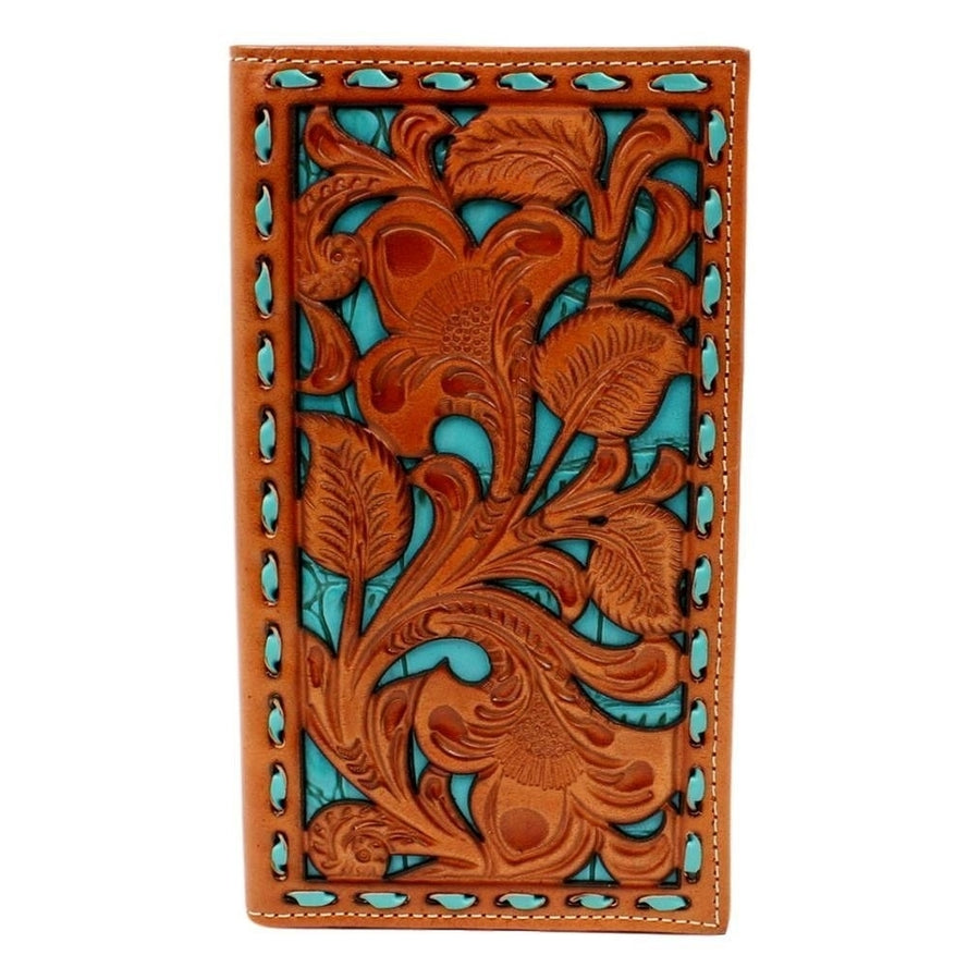 Nocona Western Wallet Mens Rodeo Buck Lace Underlay Turquoise N5417933 Image 1