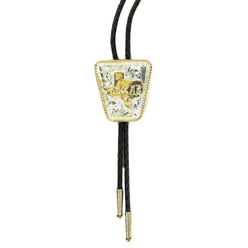 Crumrine Western Bolo Neck Tie Mens Triangle Texas Silver Gold C10839 Image 1