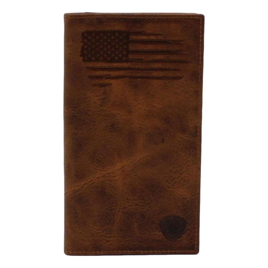 Ariat Western Wallet Men Rodeo Distressed USA Flag Logo Brown A3545802 Image 1