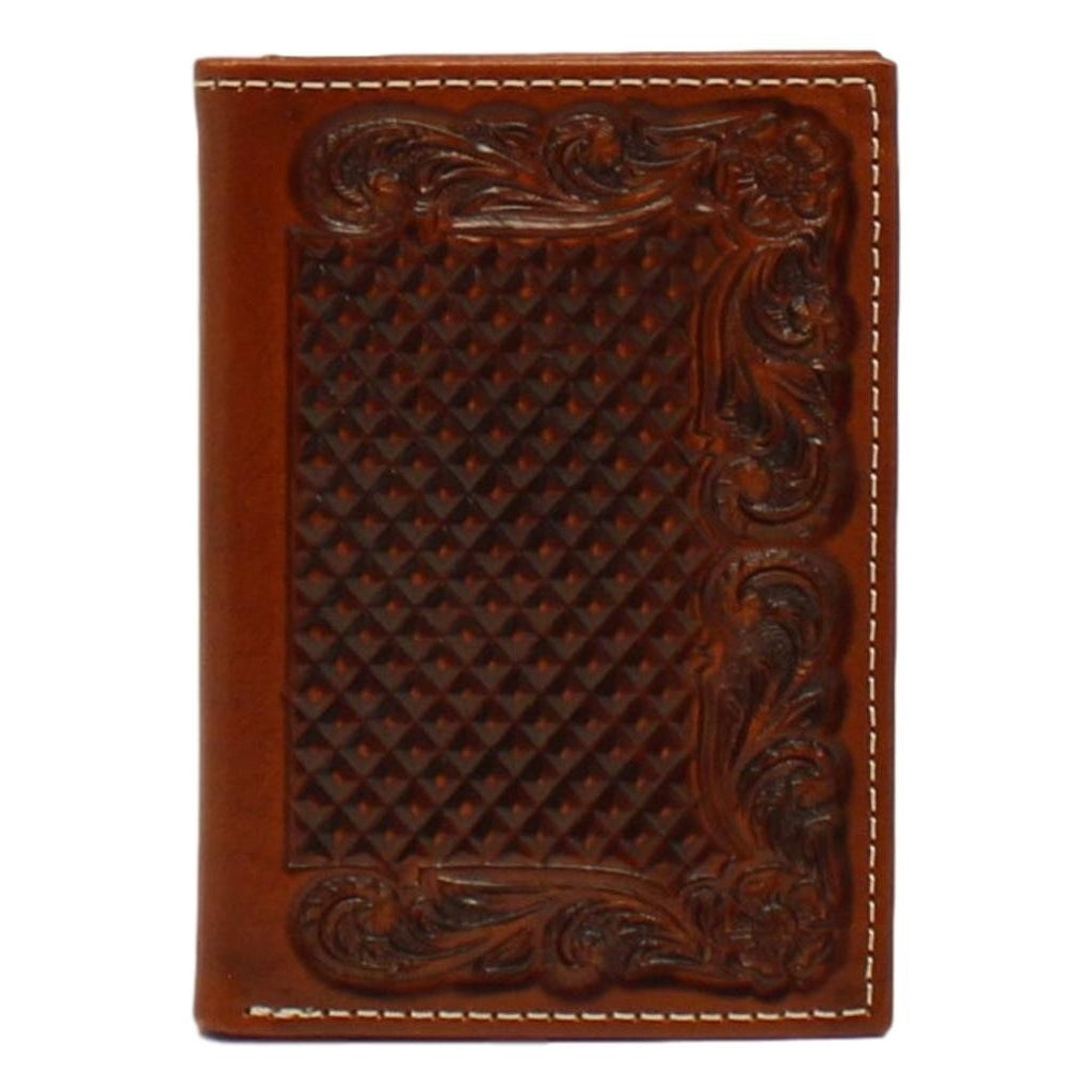 Ariat Western Wallet Mens Trifold Basketweave Embossed Tan A3544308 Image 1