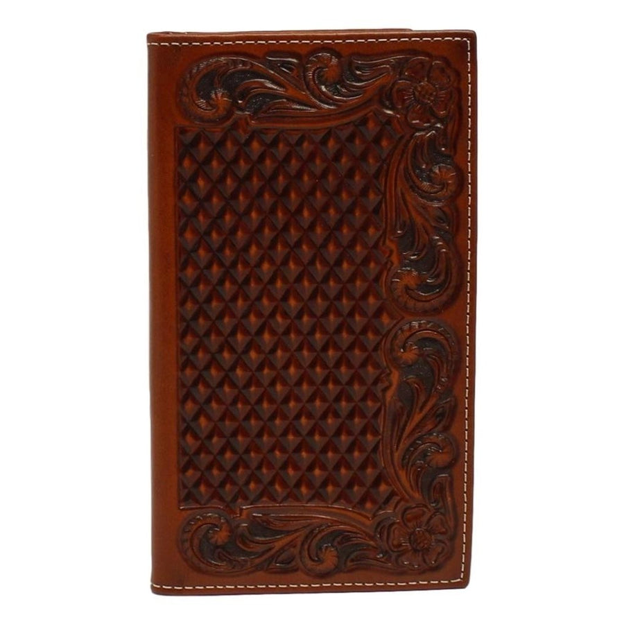 Ariat Western Wallet Mens Rodeo Basketweave Embossed Edge Tan A3544208 Image 1