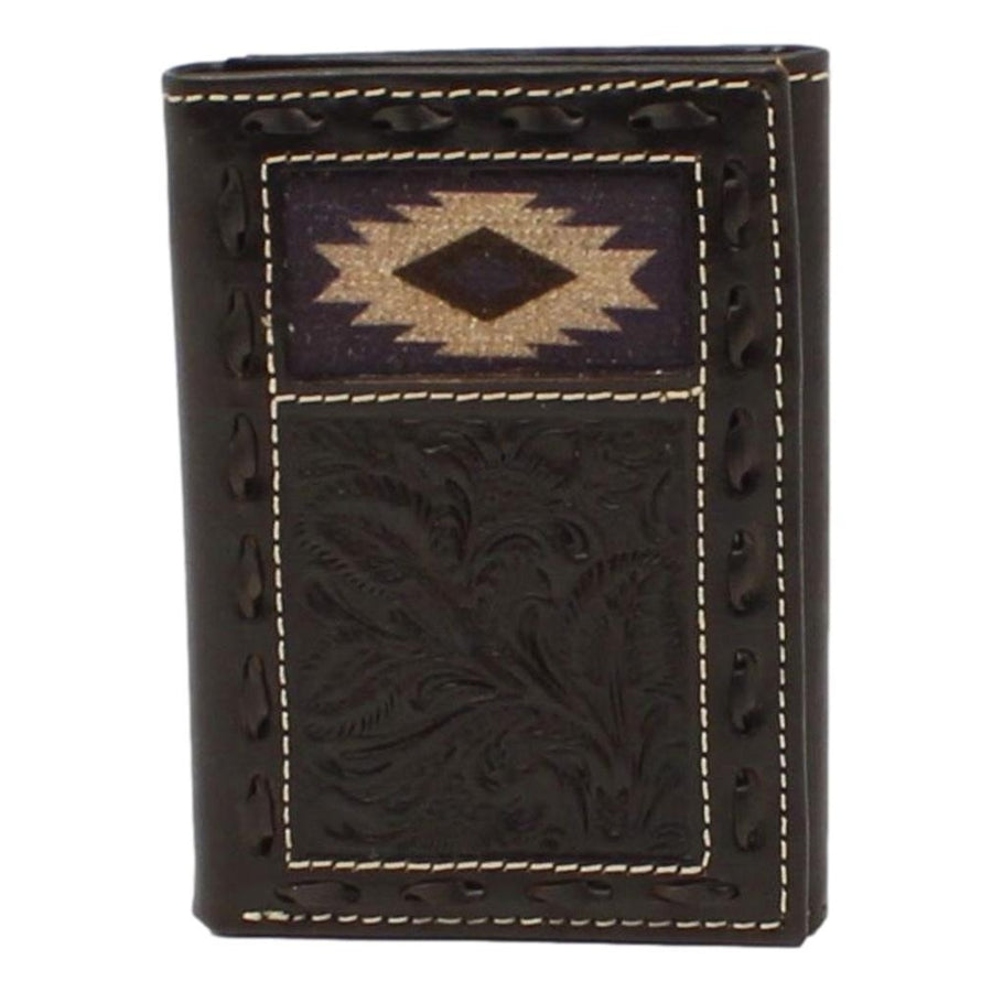 Nocona Western Wallet Mens Trifold Southwestern Laced Black N500042001 Image 1