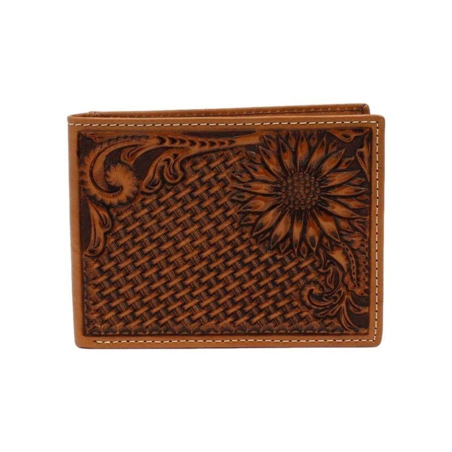 Nocona Western Wallet Mens Bifold Sunflower Tooled Tan N500012008 Image 1