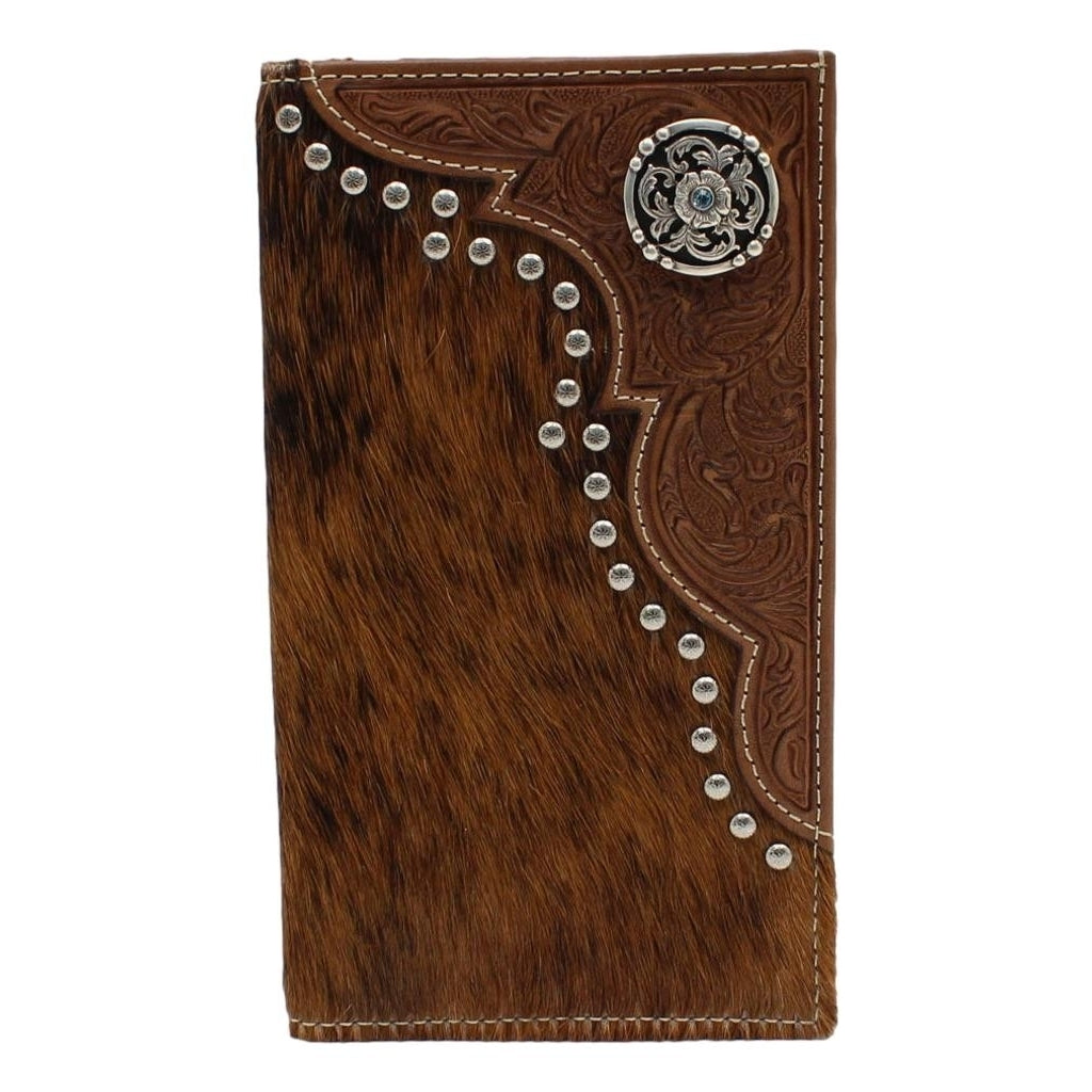 Nocona Western Wallet Mens Rodeo Floral Calf Hair Brown N500017002 Image 1