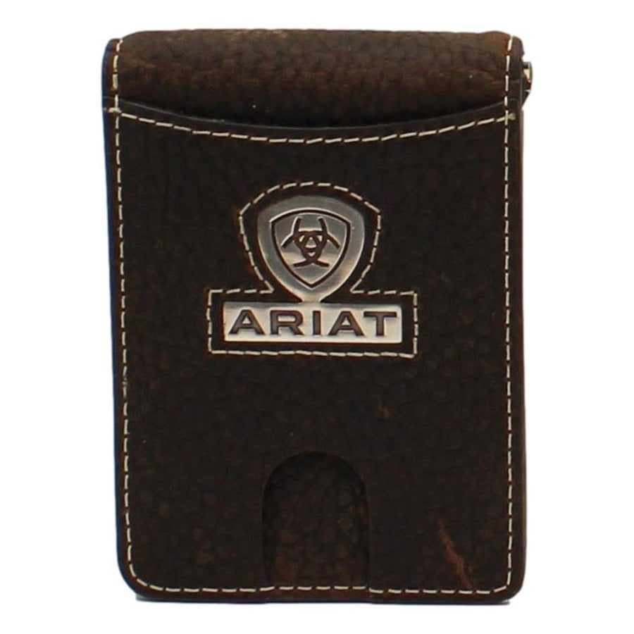 Ariat Western Wallet Mens Money Clip Concho Logo Brown Rowdy A35470282 Image 1