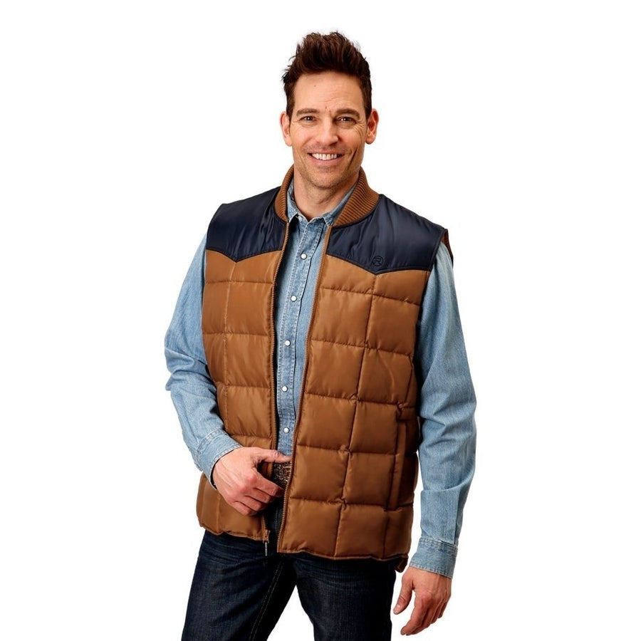 Roper Western Vest Mens Quilted Pockets Brown 03-097-0763-0532 BR Image 1