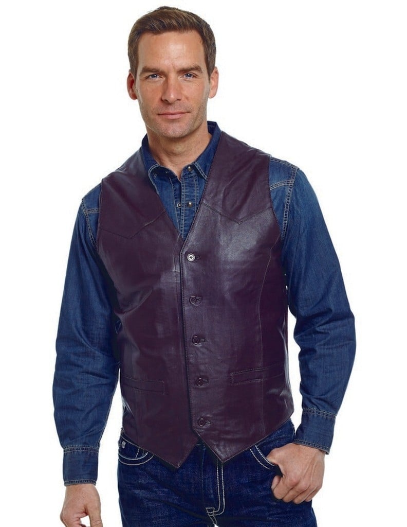 Cripple Creek Western Vest Mens Leather Button Front Closure ML3059 Image 1