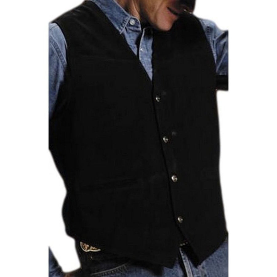 Roper Western Vest Mens Suede Leather Snap Black 02-075-0500-0512 BL Image 1