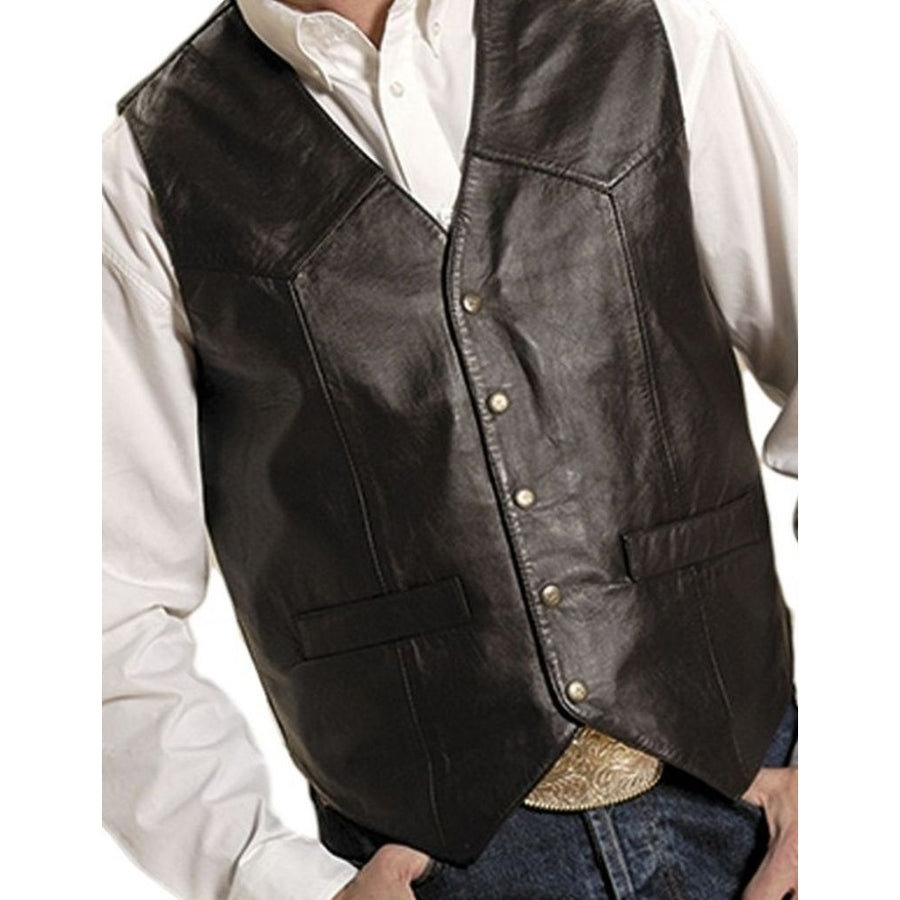 Roper Western Vest Mens Lamb Leather Snap Brown 02-075-0520-0501 BR Image 1