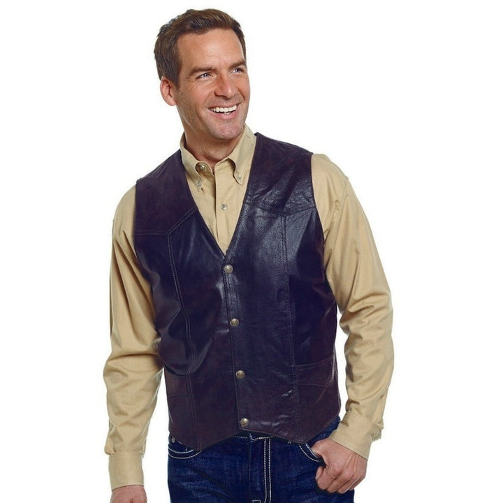 Cripple Creek Western Vest Mens Suede Leather Button Chocolate ML3061A Image 1