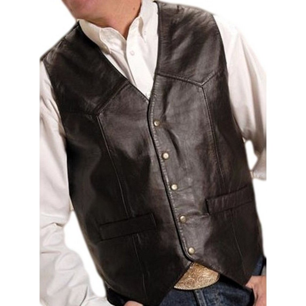 Roper Western Vest Mens Leather Snap Tall Brown 02-075-0520-0801 BR Image 1