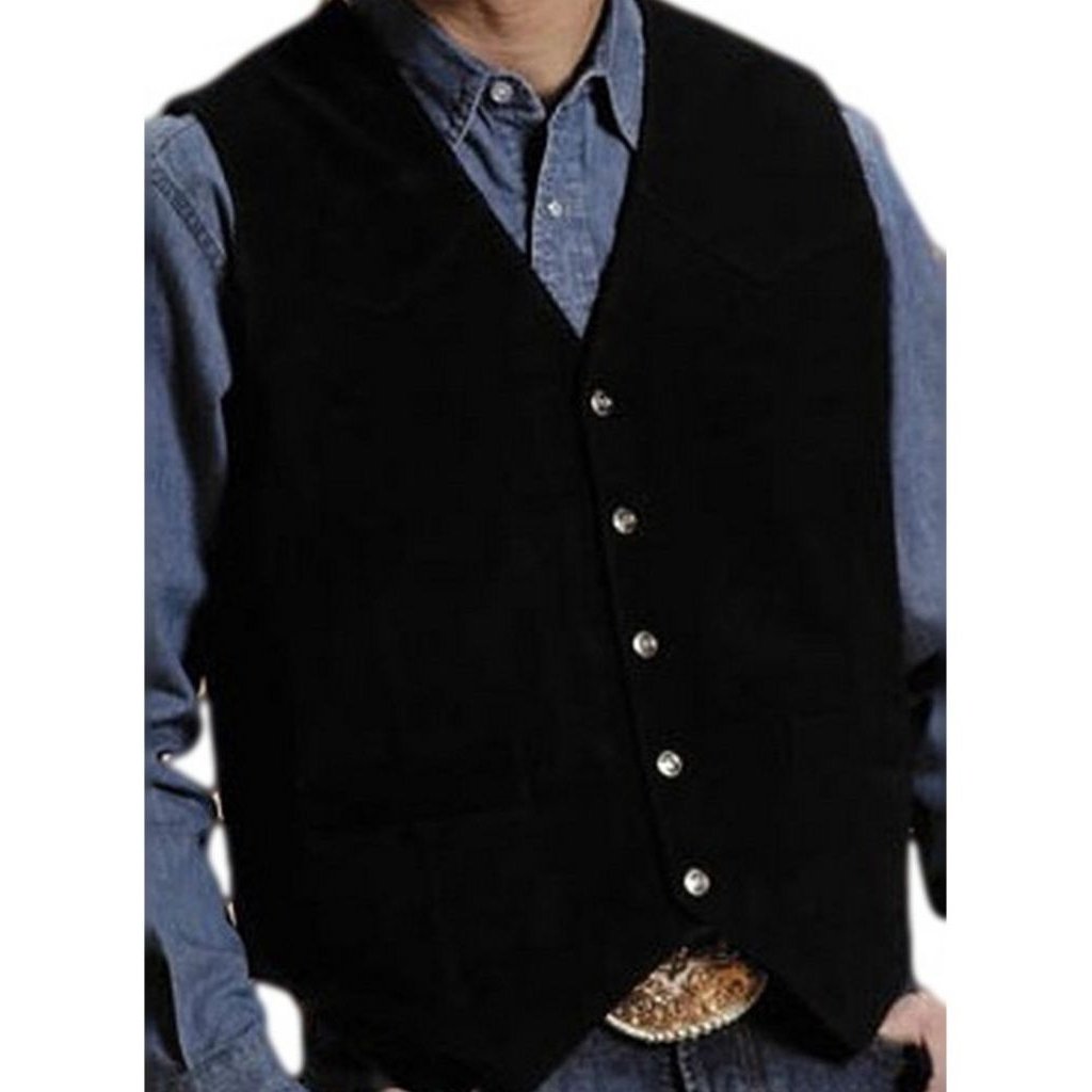 Roper Western Vest Mens Suede Leather Snap Black 02-075-0500-0509 BL Image 1