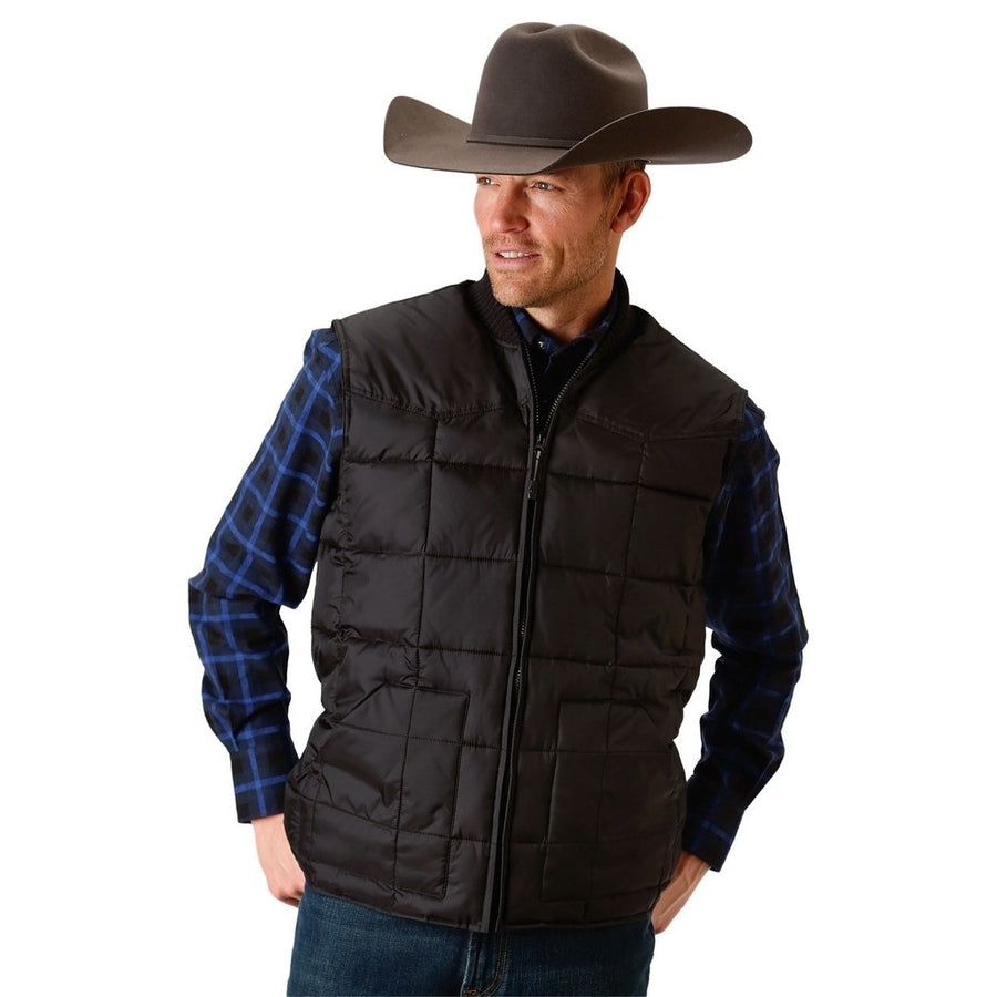 Roper Western Vest Mens Down-like Fill Black 03-097-0763-0522 BL Image 1