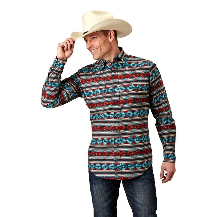 Roper Western Shirt Mens West Made Long Sleeve Red 03-001-0067-0321 RE Image 1