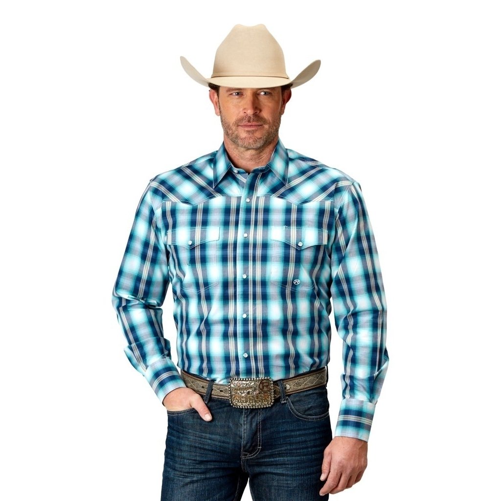 Roper Western Shirt Mens L/S Amarillo Snap Blue 03-001-0278-2094 BU Image 1