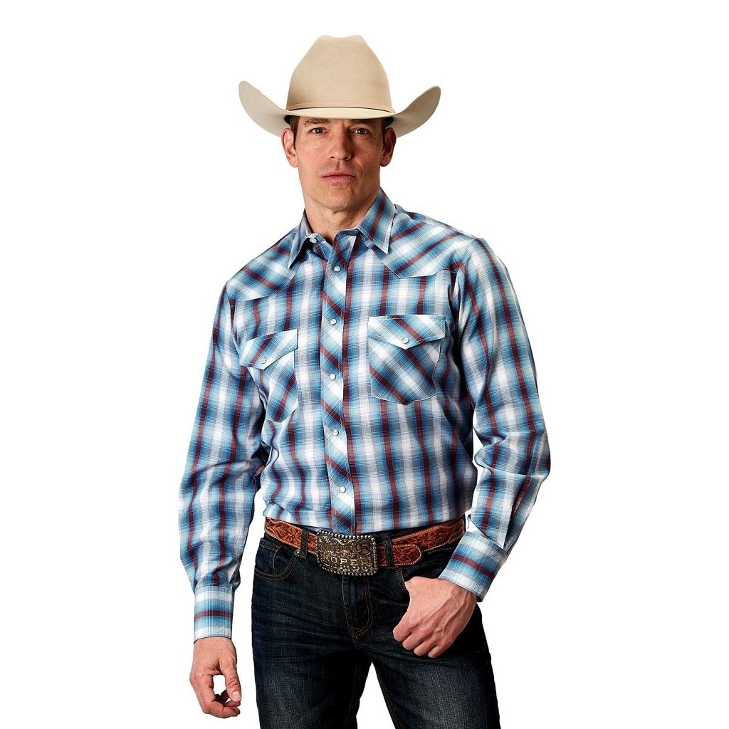 Roper Western Shirt Mens Americana L/S Plaid Gray 01-001-0101-3006 GY Image 1