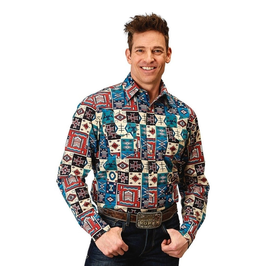 Roper Western Shirt Mens L/S Patchwork Multi 03-001-0486-0311 MU Image 1