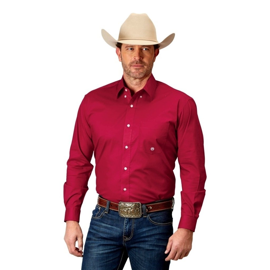 Roper Western Shirt Mens L/S Amarillo Solid Red 03-001-0366-2107 RE Image 1