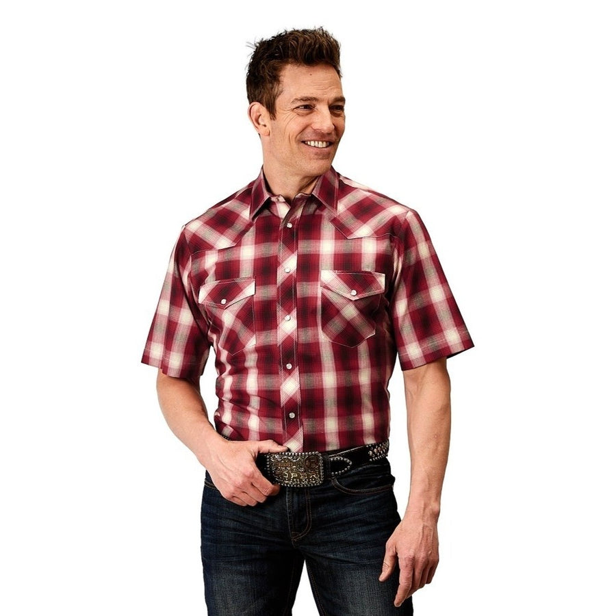 Roper Western Shirt Mens Short Sleeve Plaid Red 01-002-0101-3007 RE Image 1