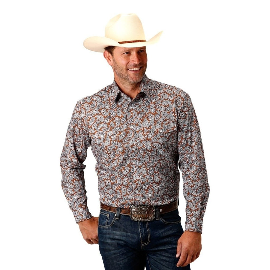 Roper Western Shirt Mens L/S Amarillo Orange 03-001-0325-2020 OR Image 1