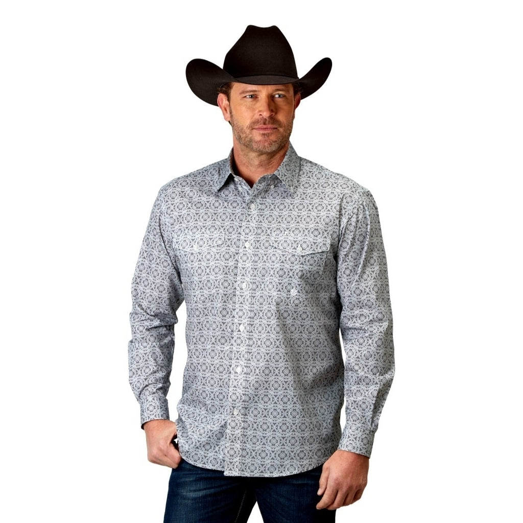 Roper Western Shirt Mens L/S Print Medallion Gray 03-001-0325-2026 GY Image 1