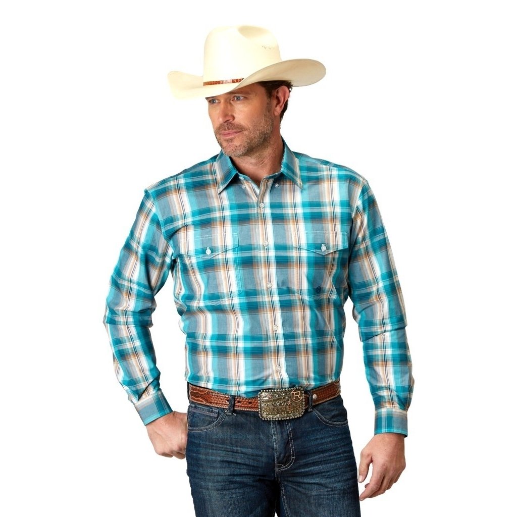 Roper Western Shirt Men L/S Waters Plaid Multi 03-001-0378-2095 MU Image 1