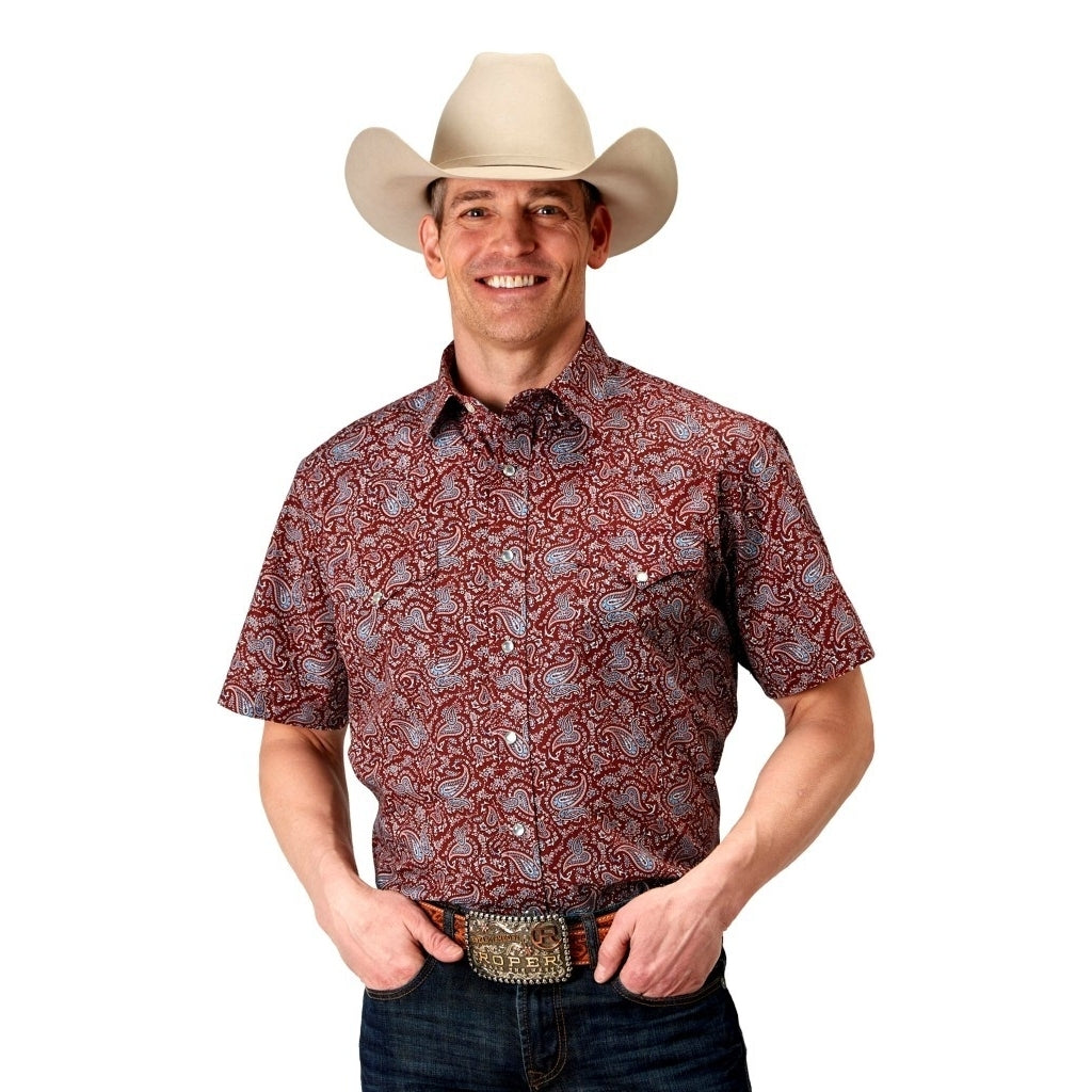 Roper Western Shirt Mens S/S West Made Red 03-002-0064-0316 RE Image 1