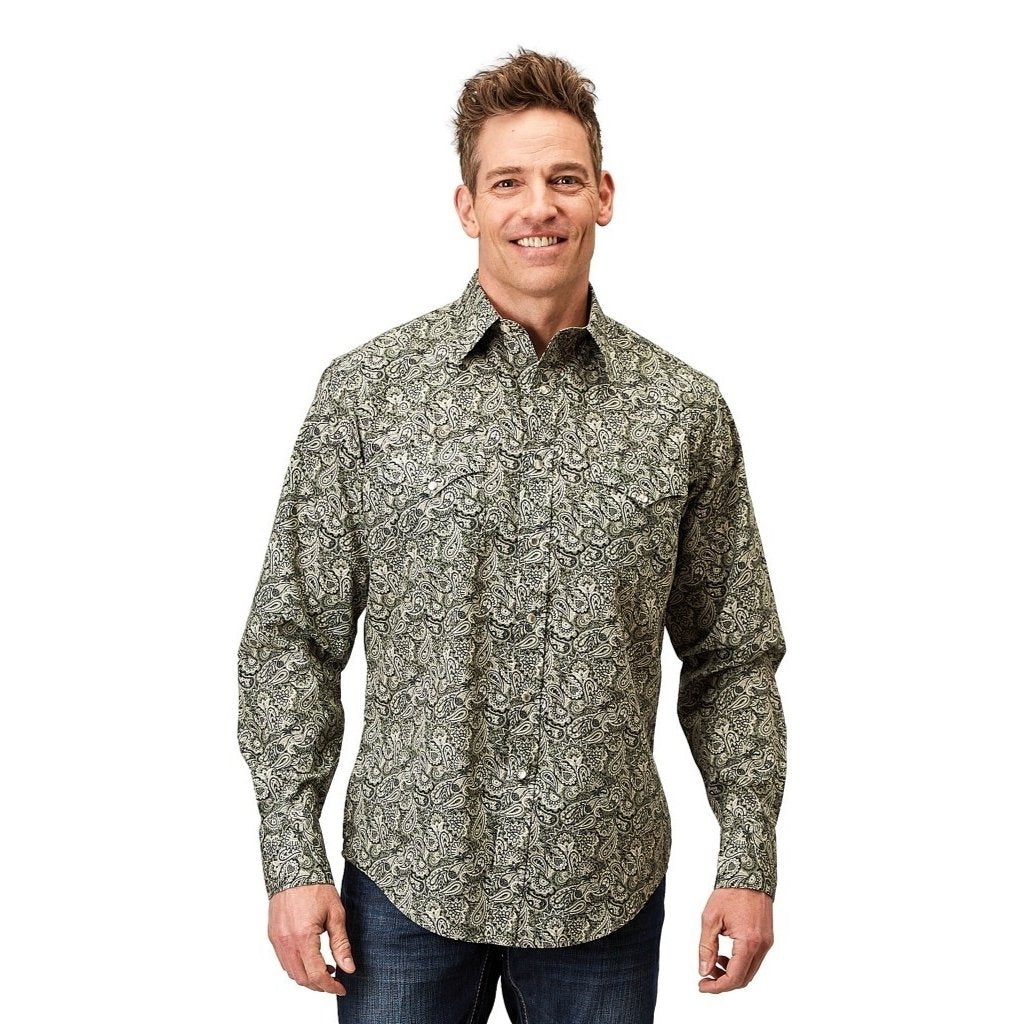 Roper Western Shirt Mens L/S Paisley Snap Green 03-001-0064-0319 GR Image 1