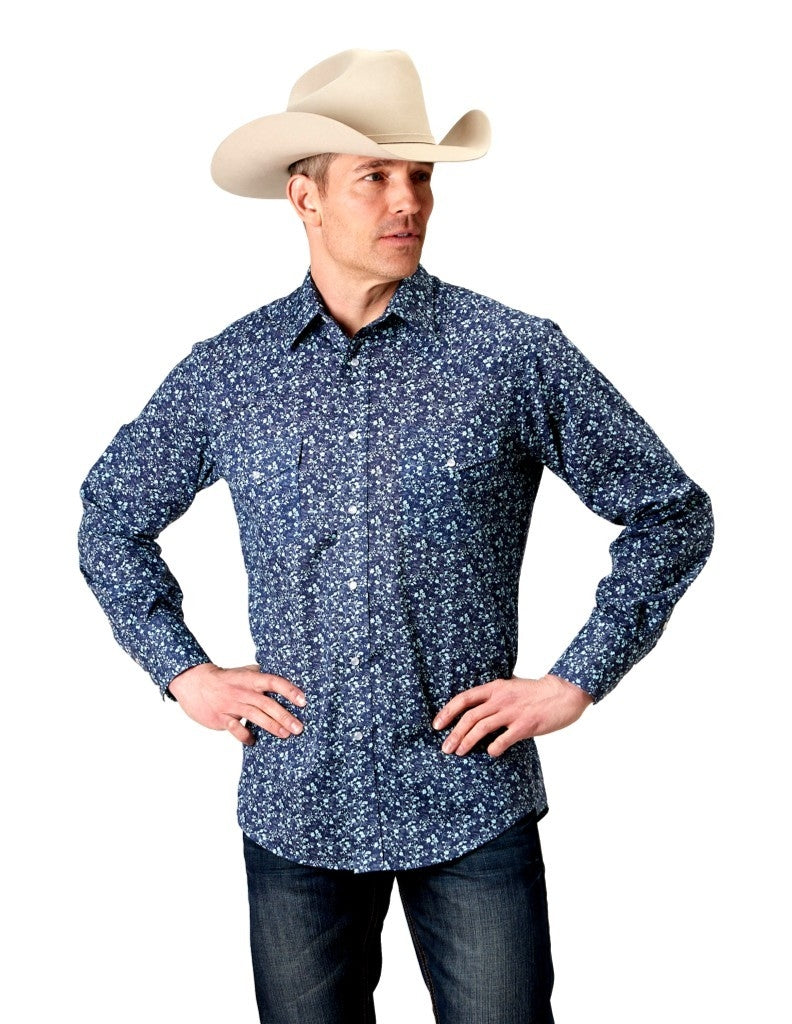 Roper Western Shirt Mens L/S Karman Classics Blue 01-001-0019-0350 BU Image 1