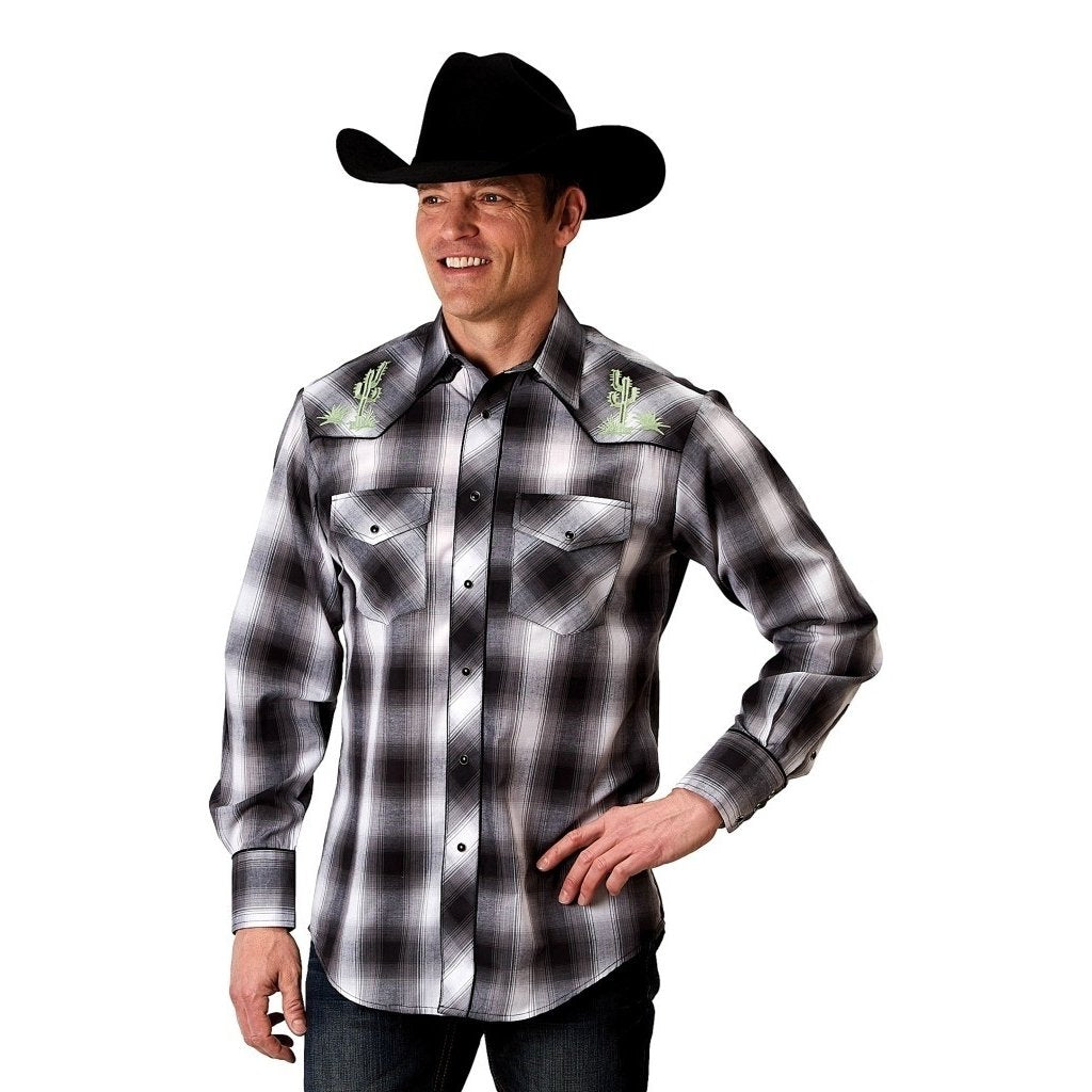 Roper Western Shirt Mens L/S Plaid Black 01-001-0016-3005 BL Image 1