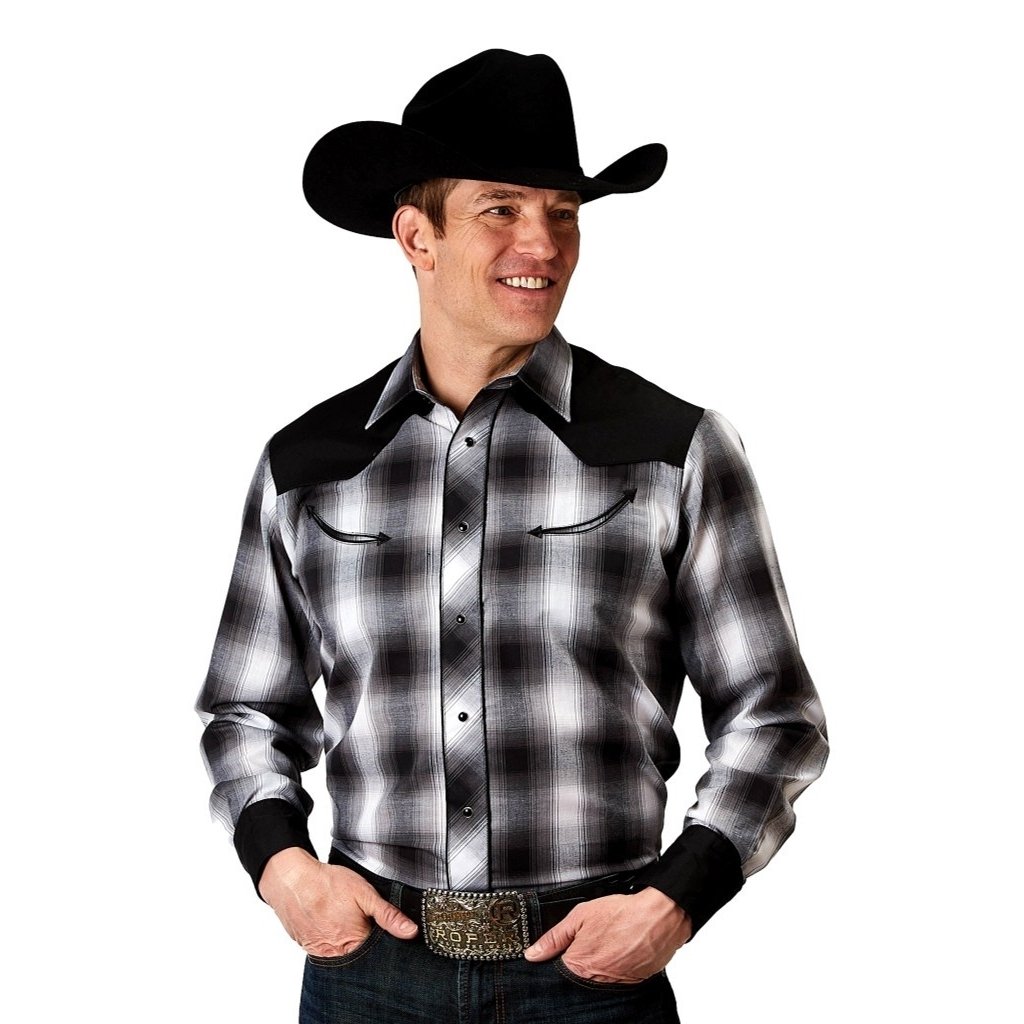 Roper Western Shirt Mens L/S Snap Plaid Black 01-001-0087-3005 BL Image 1