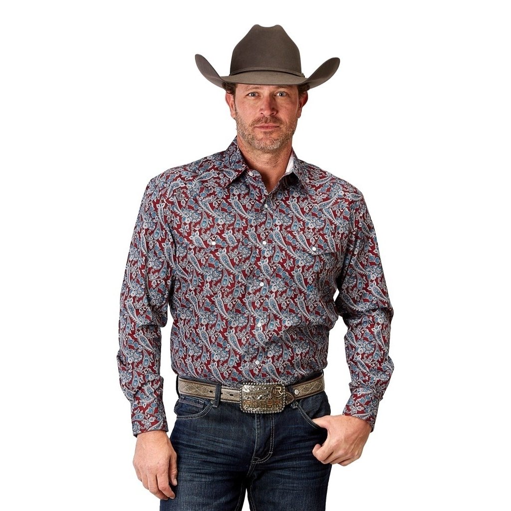 Roper Western Shirt Mens L/S Red River Paisley 03-001-0225-2027 RE Image 1