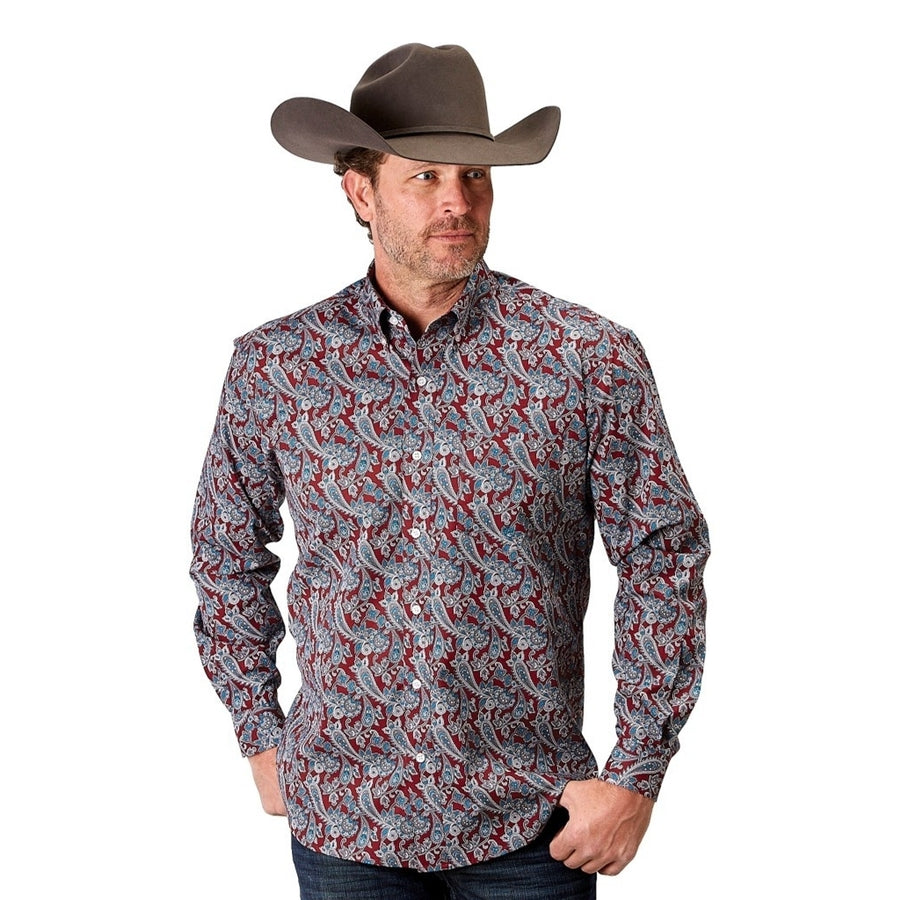 Roper Western Shirt Men L/S Button Front Red River 03-001-0326-2027 RE Image 1