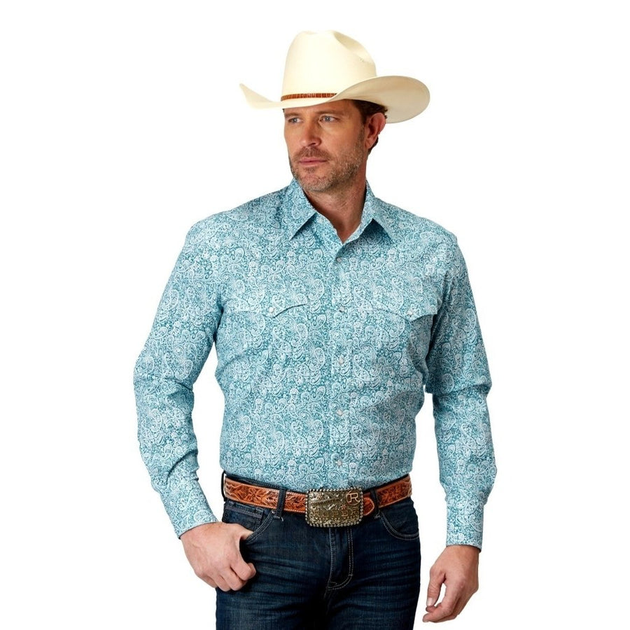 Roper Western Shirt Mens Long Sleeve Paisley Print 03-001-0225-2108 GR Image 1