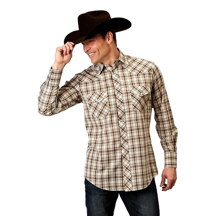 Roper Western Shirt Mens Desert L/S Plaid Brown 01-001-0101-3001 BR Image 1