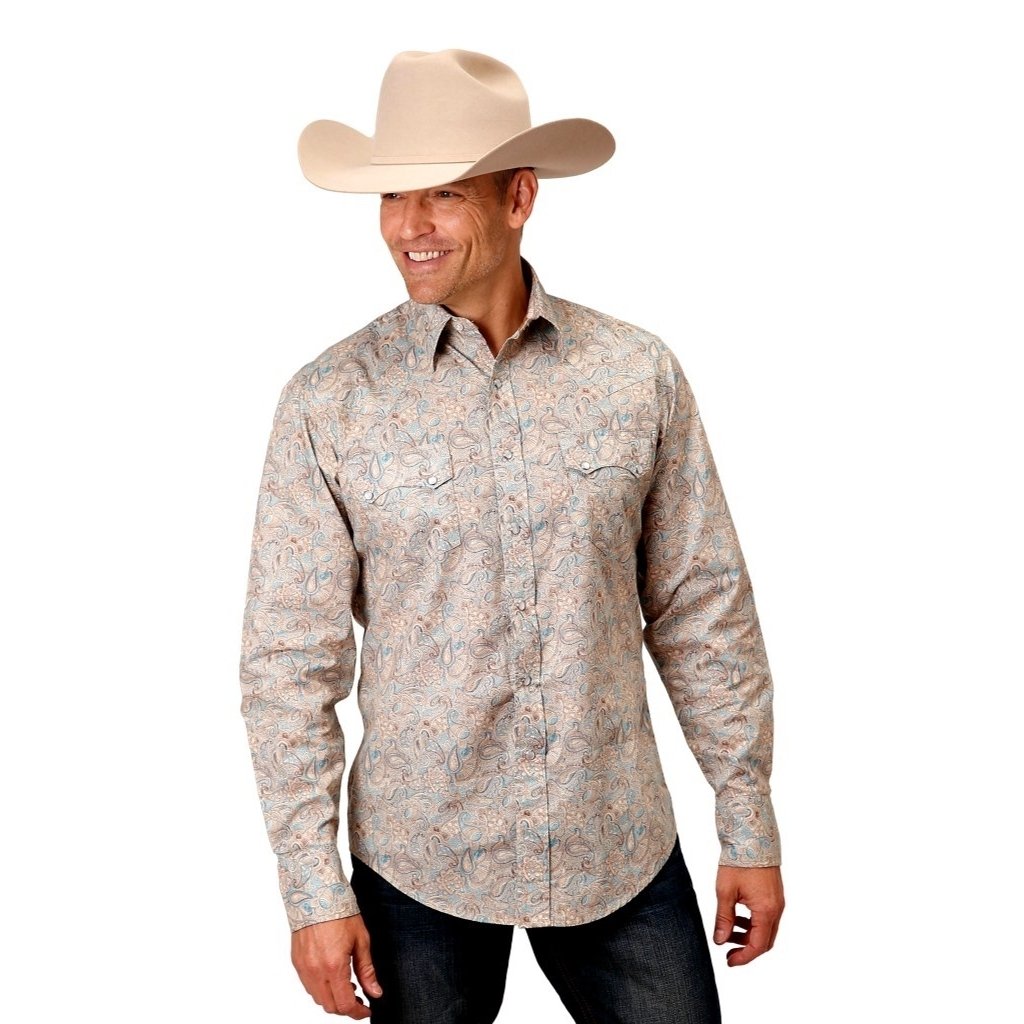 Roper Western Shirt Mens L/S Print Snap Brown 03-001-0064-0466 BR Image 1