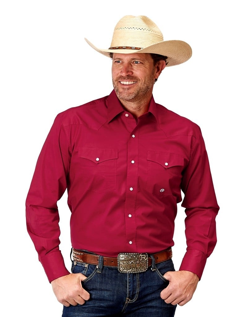 Roper Western Shirt Mens L/S Amarillo Stretch Red 03-001-0265-2107 RE Image 1