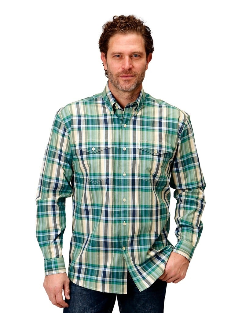 Roper Western Shirt Mens Snap Plaid L/S Blue 03-001-0678-1050 BU Image 1