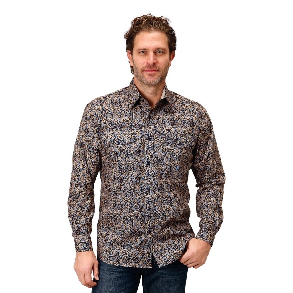 Roper Western Shirt Mens L/S Vintage Paisley Blue 03-001-0325-1005 BU Image 1