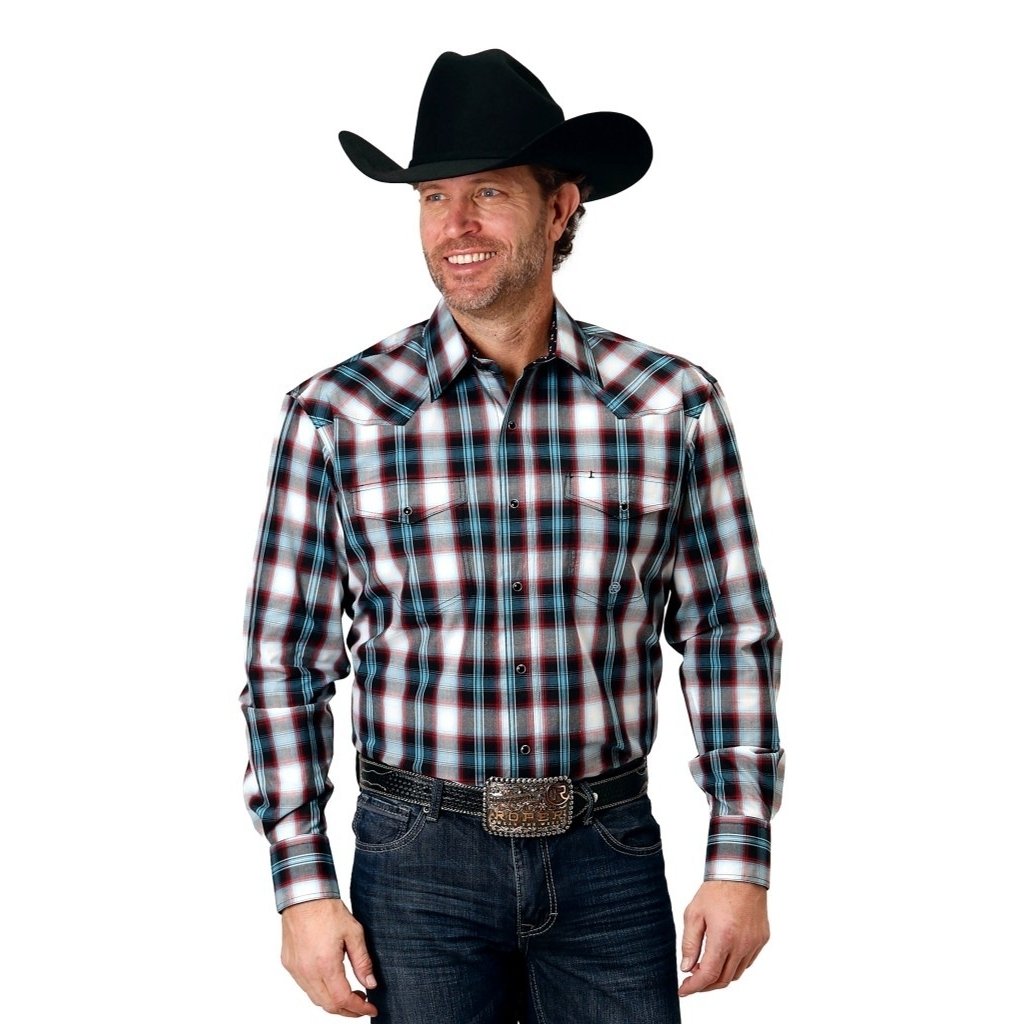 Roper Western Shirt Mens Long Sleeve Plaid Black 03-001-0278-1053 BL Image 1