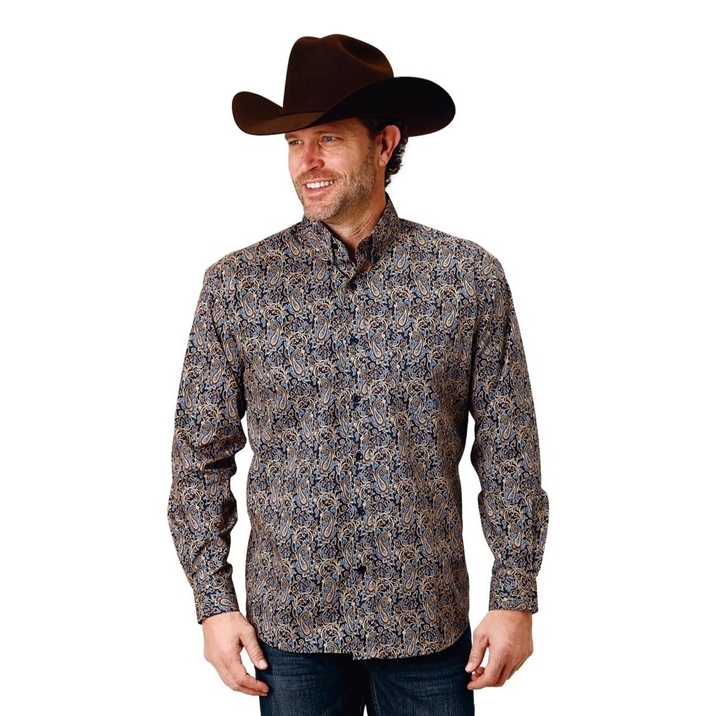 Roper Western Shirt Mens L/S Vintage Paisley Blue 03-001-0326-1005 BU Image 1