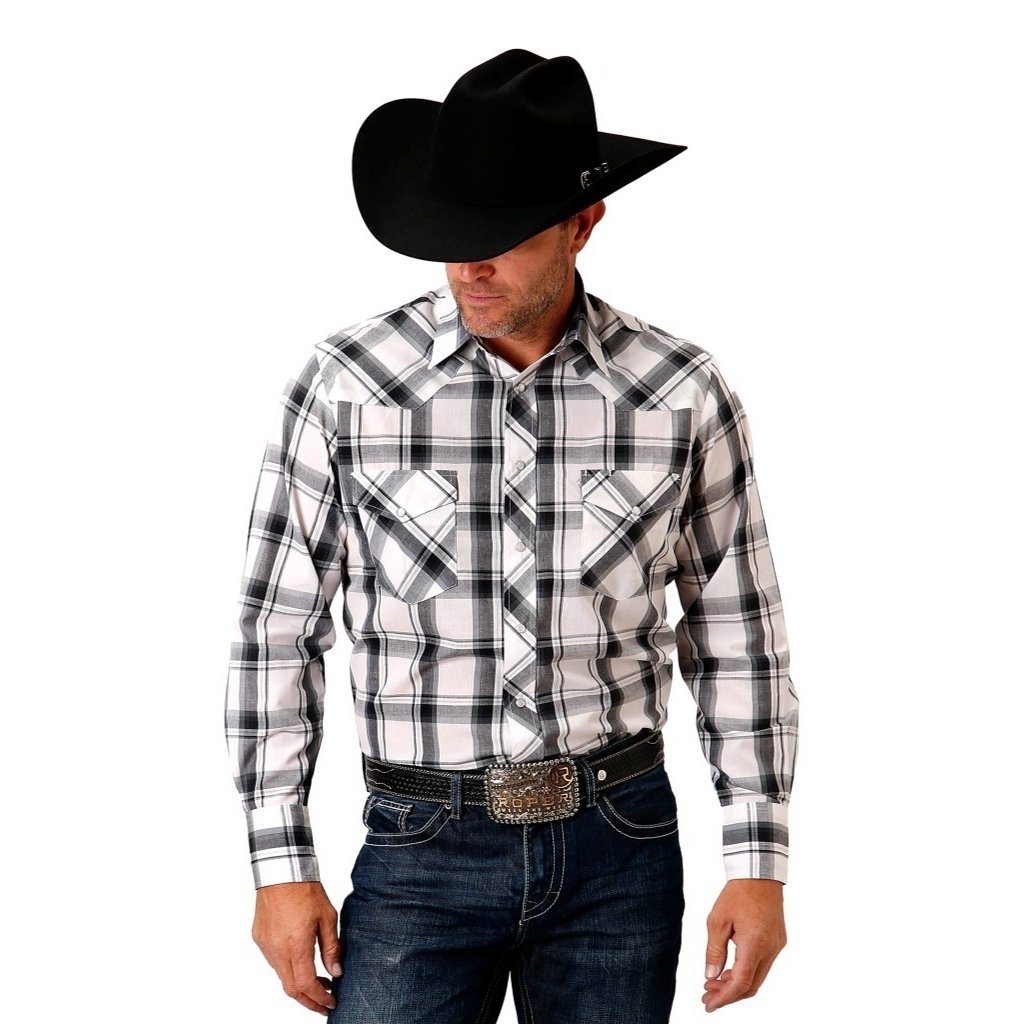 Roper Western Shirt Mens L/S Snap Plaid Black 01-001-0101-2000 BL Image 1