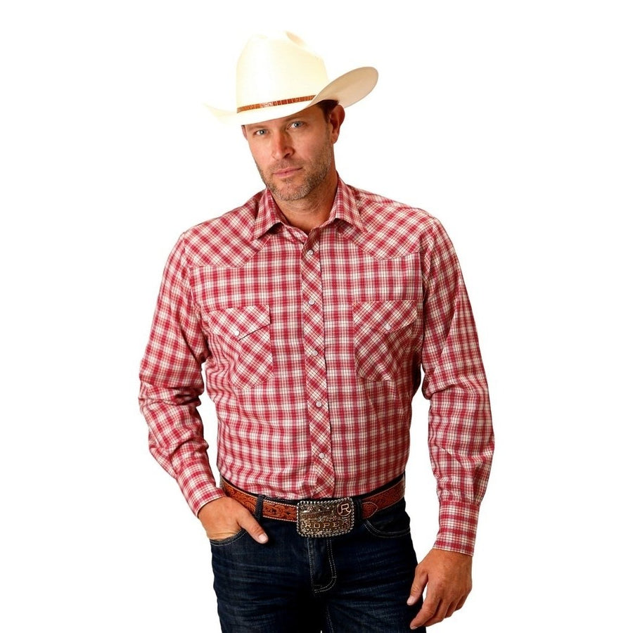 Roper Western Shirt Mens L/S Snap Plaid Red 01-001-0101-2003 RE Image 1